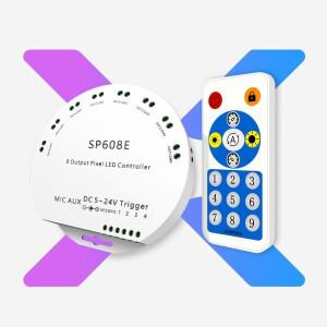 WS2812B 1903 내장 마이크AUX 음악 SP608E Bluetooth 컨트롤러8개 신호 출력 포함 DC5-24V