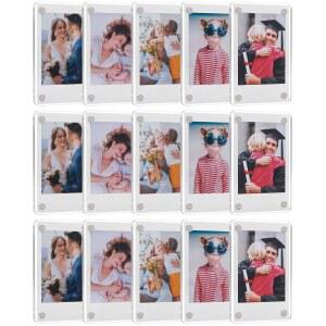 SUNZELGO 15팩 폴라로이드용 아크릴 미니용 액자 냉장고 양면 후지필름 프레임 투명 디스플레이 사진 인스탁스 미니 마그네틱 2.36x3.54 자석