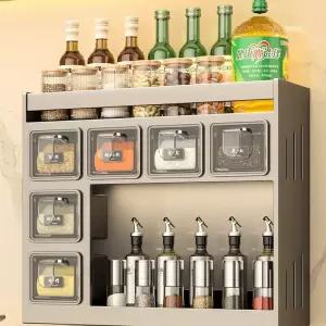 오아픽 11번가 무타공 벽걸이 양념통 선반 양념정리대 건그레이 조미료 주