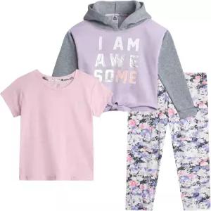 RBX 소녀 바지 세트 - 여아용 소프트 플리스 풀오버 후디 반팔 셔츠 그래픽 티 및 레깅스 3피스