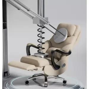 마사지의자 회장 안마 가죽 리클라이닝 중역 사무실 의자 소가죽 발 베이지 강철로 마사지