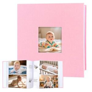 XFveiwoo 사진 앨범 4x6 여행 사진을 앨범과 쓰는 린넨 240 공간 윈도우 가족 웨딩 프론트 커버 핑크