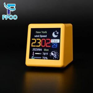 스마트 호환 와이파이 기상 관측소 책상 시계 소형 휴대용 디스플레이 온도 습도 시간 알람 테이블 자동차