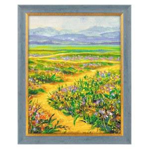 골든 스테이트 아트 11x14 액자 마감 장식된 금색 파란색 플렉시글라스로 아크릴 빈티지