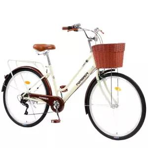 여성용 자전거 바구니 복고풍 여성용자전거 장보기 옐로우 감성 클래식자전거 장바구니자전거