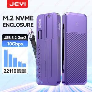 JEYI 22110 M.2 NVME SSD 인클로저 - USB 3.2(10Gbps)Type-C M&B+M 키 2230/2242/2260/2280 지원 플랫 케이