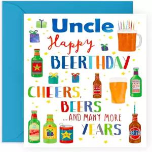 센트럴 23 x 니키 골스워디 삼촌 생일 카드 - 축하 조카 남자 어른을 위한 선물 건배 맥주 등 여러 해