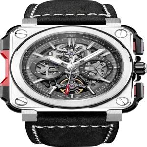 FEICE FM507 남성 자동 스켈레톤 시계 기계식 캘린더 손목시계 블랙 가죽 스트랩 스퀘어 스포츠 야광 10ATM