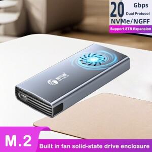 M.2 솔리드 스테이트 SSD 하드 디스크 케이스 20G/10G 듀얼 프로토콜 SATA to USB 3.1 NVMe 10Gbps 모바일