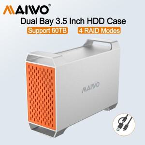 마이워 듀얼 베이 2.5/3.5인치 외장 하드 드라이브 케이스 (4 RAID HD 어레이 지원 SATA to USB Type-C 도