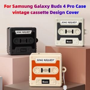 삼성 호환 갤럭시 호환 버즈 4 프로/4 (2026) 커버 빈티지 카세트 디자인 리퀴드 실리콘 소프트 쉘 프로 푼