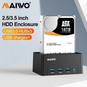 MAIWO HDD 케이스 USB to SATA 도킹 스테이션 2.5 3.5 SSD용 3.0 포트 2 개 고속 충전 1 인치