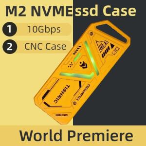 TISHRIC T20 SSD NVME M2 하드 드라이브 인클로저 10Gbps CNC RGB USB 3.0 타입 C HDD 박스 2242 2260 디스