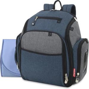 기저귀 교환 패드와 물티슈 포켓이 있는 엄마 아빠용 피셔프라이스 패스트파인더 3종 세트 가방 백팩(블루)