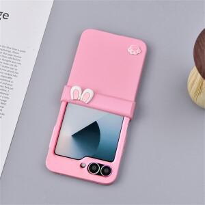 달콤하고   토끼 귀 고양이 발톱 핑크 케이스 삼성 호환 갤럭시 Z 플립7 플립6 Z플립 5 3 커버호환용 휴대