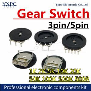 10pcs 1K 2K 5K B103 3pin 볼륨 다이얼 휠 전위차계 라디오 용 기어 스위치