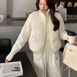 [신상오픈런]|CCJ6D2C|여성 루즈핏 크롭 하이넥 패딩 니트 조끼