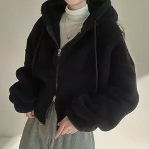 [신상오픈런]|CCJ6CC9|여성 세미크롭 양털 후드 집업 데일리 뽀글 자켓