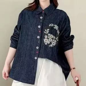 [애슬릿] 여성 데님 셔츠 블라우스 청남방 루즈핏 엄마 옷