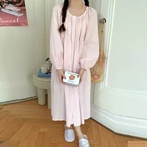 [유야]여성 스트라이프 면 벌룬 긴팔 원피스잠옷 SHO0032 봄 가을