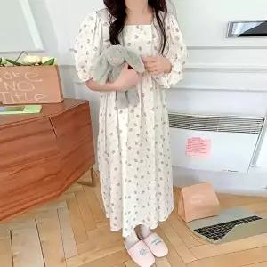 [유야]여성 귀여운 리본 면 반팔 원피스잠옷 SHO0053 여름