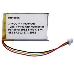 3.7V 교체용 1000mAh 헤드셋 배터리 (세나 SP52 SF4 SF2-02 S7A-SP52 바이크 오토바이 블루투스 헬멧 인터