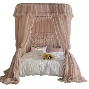 공주 사각 장식 모기장 커튼 침실 캐노피 레이스 침대 그린 프레임 사각모기장