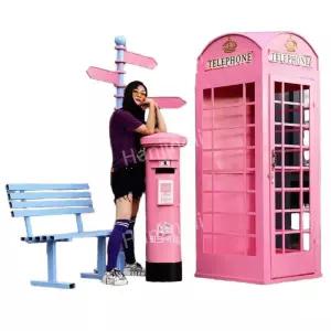 공중전화부스 베이지 인테리어 야외 2m 소품 촬영 공중전화 세트장 부스 포토존