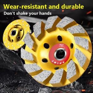 콘크리트 터보 다이아몬드 그라인딩 컵 휠 12세그 헤비듀티 전동 머신 디스크 (앵글 그라인더용)