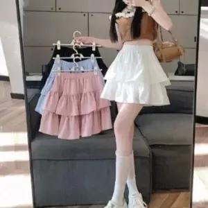 CCK1925여성 하이웨스트 밴딩 속바지 내장형 캉캉 미니 스커트