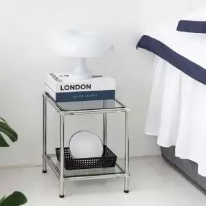 조립식 협탁 2단 선반 유리 진열대 스텐 모듈 사이드 테이블 협탁 침대협탁 소파테이블