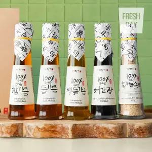 옛향기 수제 5종 선물세트 (참기름 들기름 생들기름 어간장 흑마늘소금)