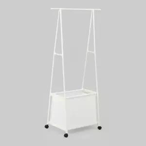 수납 바퀴달린 이동식 행거 튼튼한 옷걸이 화이트 2단 튼튼 선반 가방 길이조절