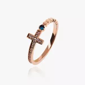 14K 18K 헤일로드 큐빅 십자가 미스 링 금 반지