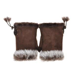 ZLYC 여성 틴 클래식 겨울 따뜻한 토끼털 손 손목 손가락 없는 장갑