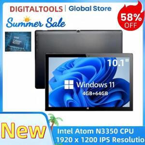 핫세일 10.1인치 윈도우 11 태블릿 PC 4GB 램 64GB 저장용량 64비트 인텔 N3350 쿼드 코어 CPU 1개 USB 3.0