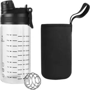 통랑라이프 20온스/600ml 유리 물병 2-in-1 한 모금 및 빨대 뚜껑 얼음과 주스용 와이드 마우스 셰이커 병