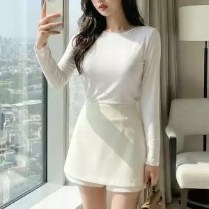 [옷자락]여자 베이직 하객룩 2컬러 봄 여름 치마바지_P417606092