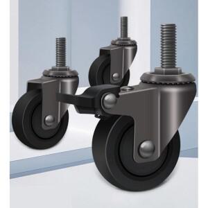 4개  조용한 회전 캐스터 - 사무실 의자 캐비닛 및 소형 가구용 브레이크가  1.25인치 M6M8 나사형 스템