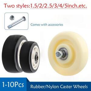 1-10Pcs 이중 베어링이  고무나일론 교체용 캐스터 휠 고하중 용량 내마모성 가구 바퀴
