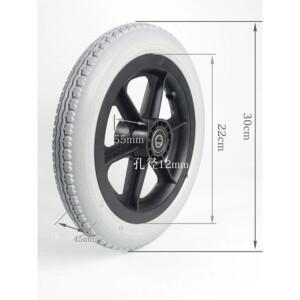 1Pcs 12 인치 폴리우레탄 솔리드 휠체어 타이어 - 30mm 폭 비 공압 교체 휠