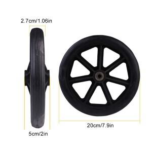 2팩로트 내구성 있고 신뢰할 수  중형 휠체어 앞바퀴베어링 포함 솔리드 타이어 유연한 검정색
