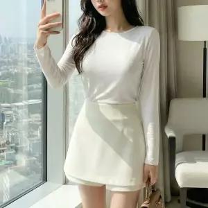 여자 SS 들러리룩 투컬러 데일리 치마바지