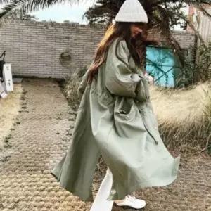 아트박스/신상오픈런 여성 루즈핏 후드 롱 야상 바람막이 자켓