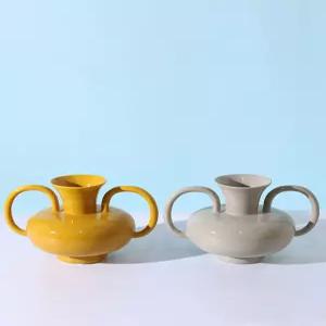 손잡이 화병 오브제 고급스러운 유광 펀칭 도자기 북유럽 화분 무광 호리병 고급 종이학