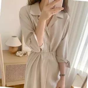 루즈핏 롱 카라 원피스 봄 가을 하객룩 임산부 원피스