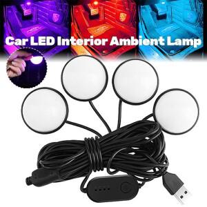 4in 1 범용 자동차 실내 발광등 인테리어 장식 페달 라이트 고휘도 컬러풀 리모컨 OR 사운드 컨트롤