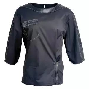 [데시데](의정부점)지퍼디테일 레자배색 면블라우스 DPW107