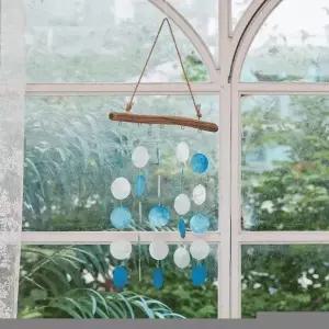 ( )[34SALE] 일자 자개 모빌 썬캐처 드림캐처 (블루) 캠핑 야외캠핑장식 베란다장식