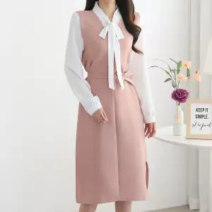 [모리스커밍홈] 브이넥 민소매 레이어드 끈 원피스_M2602OP015A